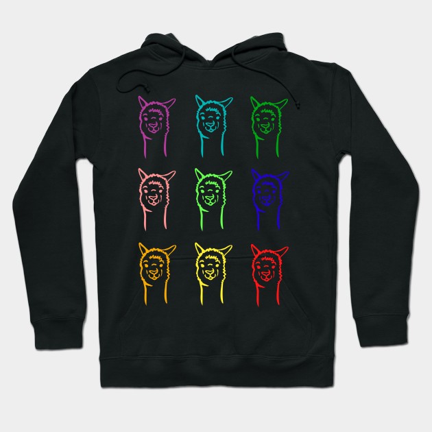 Colourful Alpaca and Llama Hoodie by Imutobi